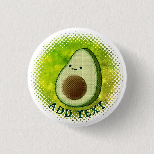 Schattigee Cartoon avocado Waterverf achtergrond Ronde Button 3,2 Cm (Voorkant)