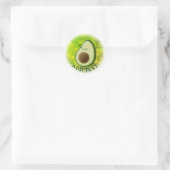 Schattigee Cartoon avocado Waterverf achtergrond Ronde Sticker (Tas)