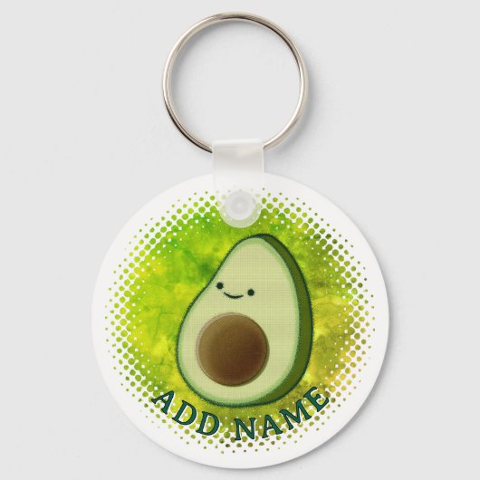 Schattigee Cartoon avocado Waterverf achtergrond Sleutelhanger (Voorkant)