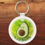 Schattigee Cartoon avocado Waterverf achtergrond Sleutelhanger (Voorkant)