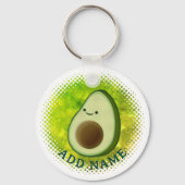 Schattigee Cartoon avocado Waterverf achtergrond Sleutelhanger (Achterkant)