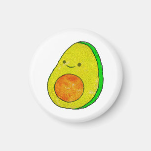 Schattigee Cartoon avocado Waterverf Magneet
