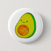 Schattigee Cartoon avocado Waterverf Ronde Button 5,7 Cm (Voorkant)