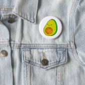 Schattigee Cartoon avocado Waterverf Ronde Button 5,7 Cm (In situ)