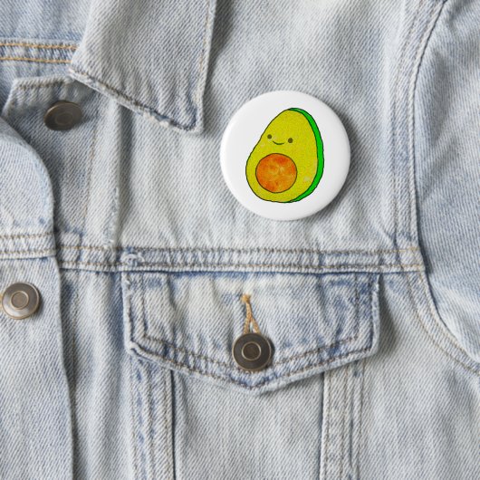 Schattigee Cartoon avocado Waterverf Ronde Button 5,7 Cm (In situ)