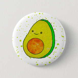 Schattigee Cartoon avocado Waterverf Ronde Button 5,7 Cm