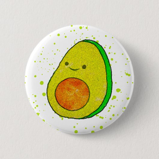 Schattigee Cartoon avocado Waterverf Ronde Button 5,7 Cm (Voorkant)