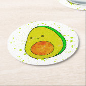 Schattigee Cartoon avocado Waterverf Ronde Kartonnen Onderzetter (Gebogen)