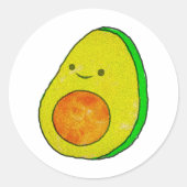 Schattigee Cartoon avocado Waterverf Ronde Sticker (Voorkant)