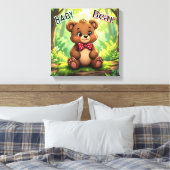 Schattigee Cartoon Baby Beer in Bossen Canvas Afdruk (Insitu (Slaapkamer))