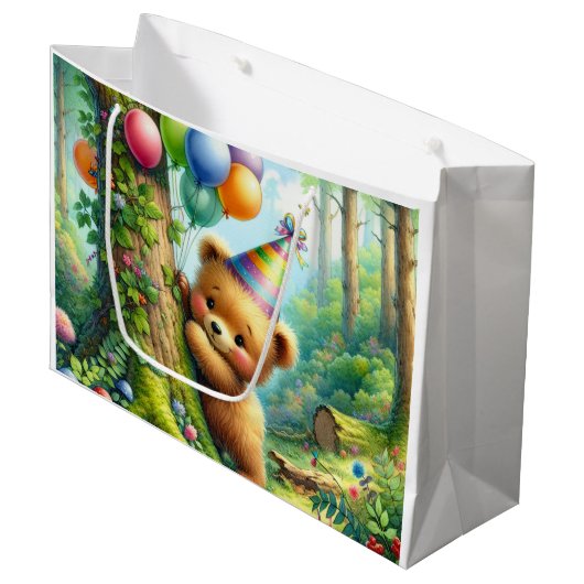 Schattigee Cartoon Baby Beer welp Verjaardag Groot Cadeauzakje (Voorkant Gekanteld)