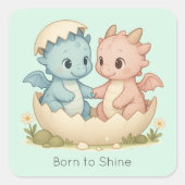 Schattigee Cartoon Baby Dragons Pastel Fantasy Vierkante Sticker (Voorkant)
