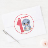 Schattigee Cartoon Baby EMU Verjaardag Ronde Sticker (Envelop)