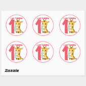 Schattigee Cartoon Baby Giraffe Verjaardag Ronde Sticker (Vel)