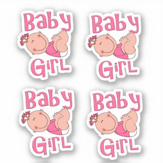Schattigee Cartoon Baby Girl Tekst in felroze - Sticker (Voorkant)