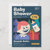 Schattigee Cartoon Baby shower uitnodiging (Voorkant)
