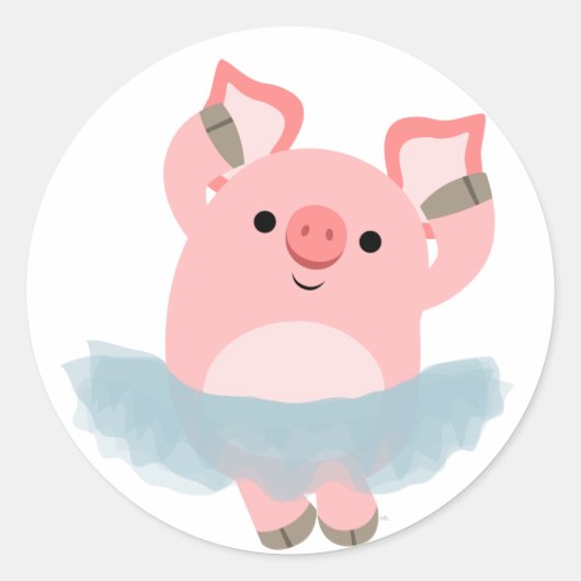 Schattigee Cartoon Ballerina Varken Sticker (Voorkant)