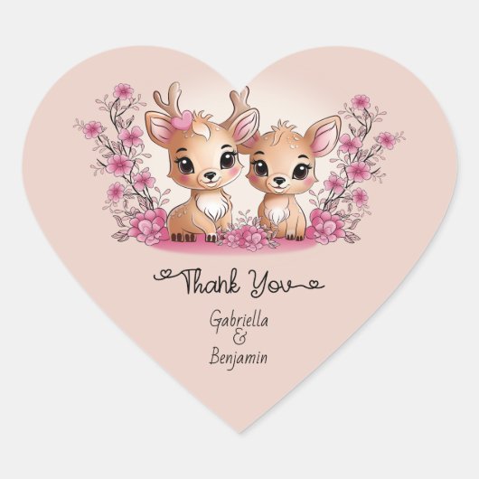 Schattigee Cartoon Bambi Love Valentijn's Day Dank Hart Sticker (Voorkant)