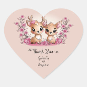 Schattigee Cartoon Bambi Love Valentijn's Day Dank Hart Sticker