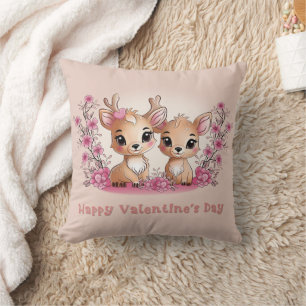 Schattigee Cartoon Bambi Lovers Hearts Valentijn's Kussen