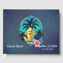 Schattigee cartoon banaan op het tropische strand.