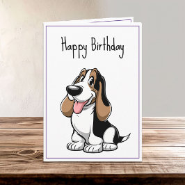 Schattigee Cartoon Basset Hound Puppy Dog Verjaard Kaart