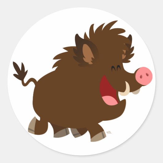 Schattigee Cartoon Beaming Wild Boar Sticker (Voorkant)