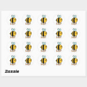 Schattigee Cartoon Bee Happy Ronde Sticker (Vel)