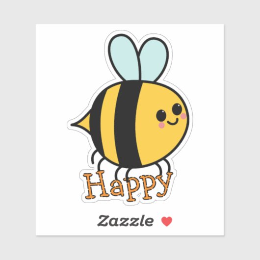 Schattigee Cartoon Bee Happy Sticker (Vel)