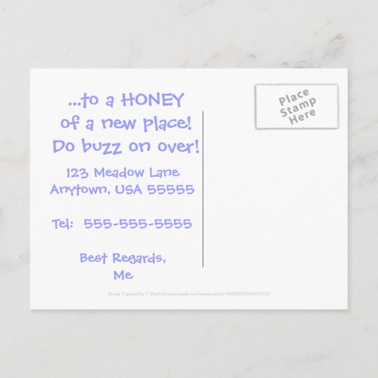 Schattigee Cartoon Bee Woman's Moving Aankondiging (Achterkant)