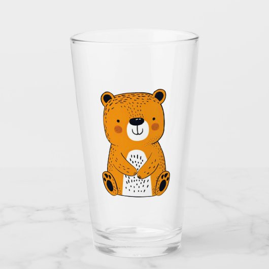 Schattigee cartoon beer decoratie glas (Voorkant)