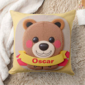 Schattigee Cartoon Beer Gezicht met Kleurrijk Lint Kussen (Deken)