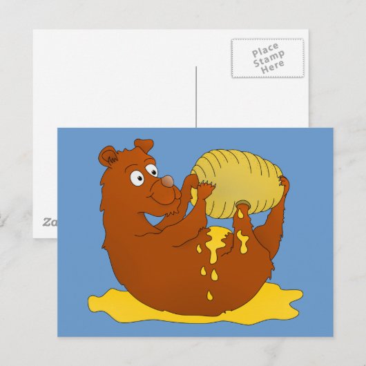 Schattigee Cartoon Beer Honing eten Briefkaart (Voorkant / Achterkant)