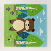 Schattigee Cartoon Beer in een magische bos scene Legpuzzel (Horizontaal)