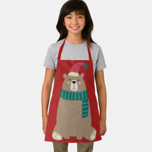 Schattigee Cartoon Beer in Woolly Scarf Christmas Schort (Insitu)