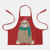 Schattigee Cartoon Beer in Woolly Scarf Christmas Schort (Voorkant)