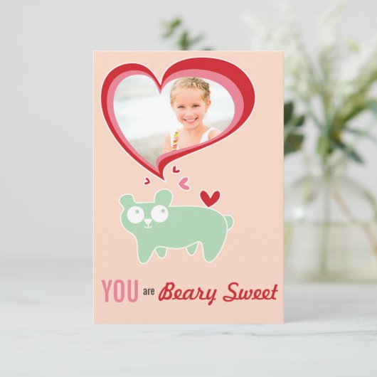 Schattigee Cartoon Beer Kind Classroom Valentijn F Kaart (Staand voorkant)