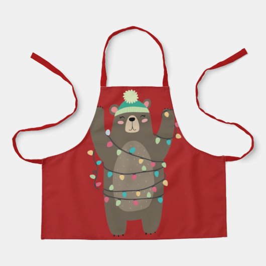 Schattigee Cartoon Beer Woolly Pet kerstverlichtin Schort (Voorkant)