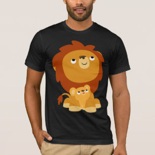 Schattigee Cartoon Beschermende Papa Leeuw en Cub  T-shirt