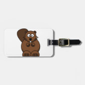 Schattigee Cartoon Bever Funny Woodland Animal Bagagelabel (Voorkant horizontaal)