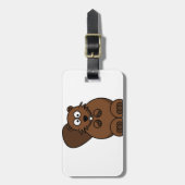 Schattigee Cartoon Bever Funny Woodland Animal Bagagelabel (Voorkant verticaal)