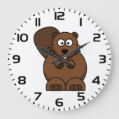 Schattigee Cartoon Bever Funny Woodland Animal Grote Klok (Voorkant)