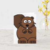 Schattigee Cartoon Bever Funny Woodland Animal Kaart (Gele Bloem)