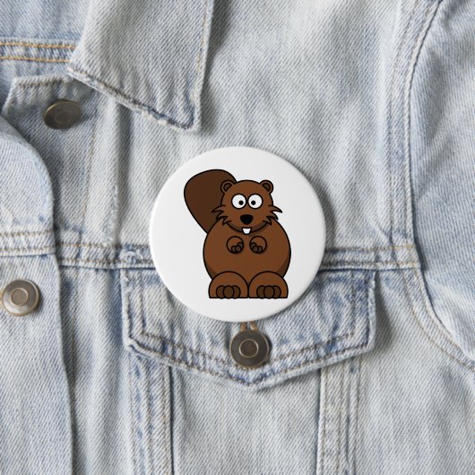 Schattigee Cartoon Bever Funny Woodland Animal Ronde Button 7,6 Cm (In situ)