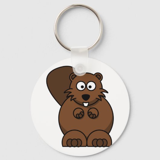 Schattigee Cartoon Bever Funny Woodland Animal Sleutelhanger (Voorkant)