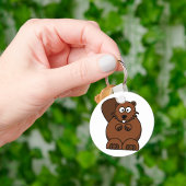 Schattigee Cartoon Bever Funny Woodland Animal Sleutelhanger
