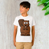 Schattigee Cartoon Bever Funny Woodland Animal T-shirt