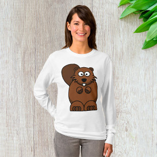 Schattigee Cartoon Bever Funny Woodland Animal T-shirt