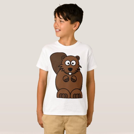 Schattigee Cartoon Bever Funny Woodland Animal T-shirt (Voorkant volledig)