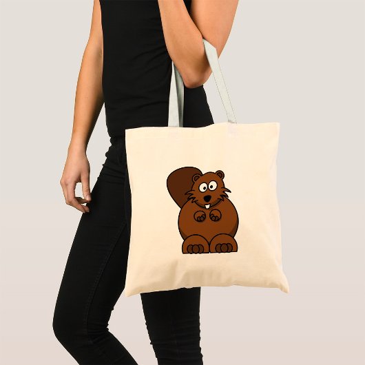 Schattigee Cartoon Bever Funny Woodland Animal Tote Bag